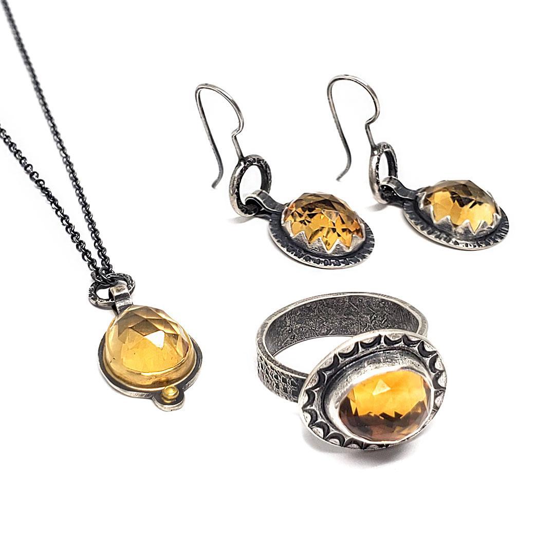 Ring - Size 8.25 - OOAK Citrine Ring in Sterling Silver by Allison Kallaway