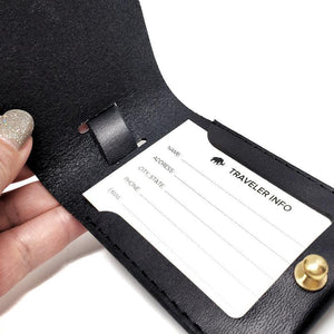 Travel – Luggage Tag in Smooth Black Leather by Woolly Made