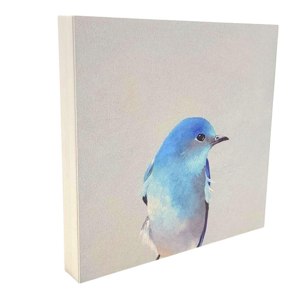 Wall Art - Mountain Bluebird on 6in x 6in Wood Panel by The Mincing Mockingbird
