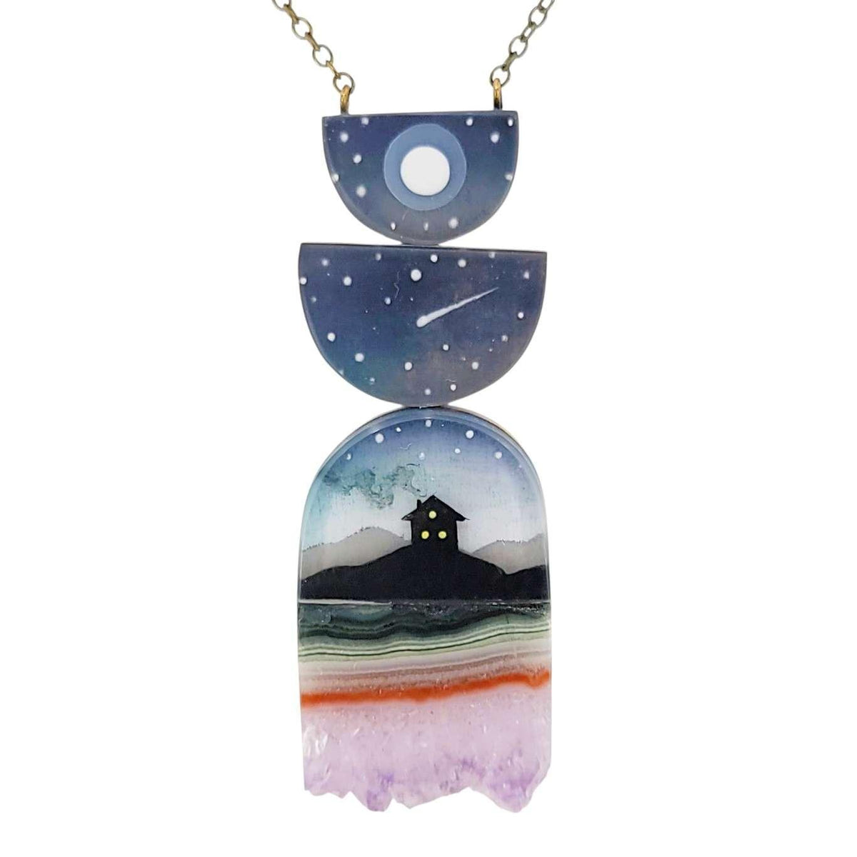 Necklace - Starry Home Crystal (Gunmetal) by Fernworks