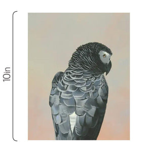 Wall Art - African Gray Parrot on 8in x 10in Wood Panel by The Mincing Mockingbird