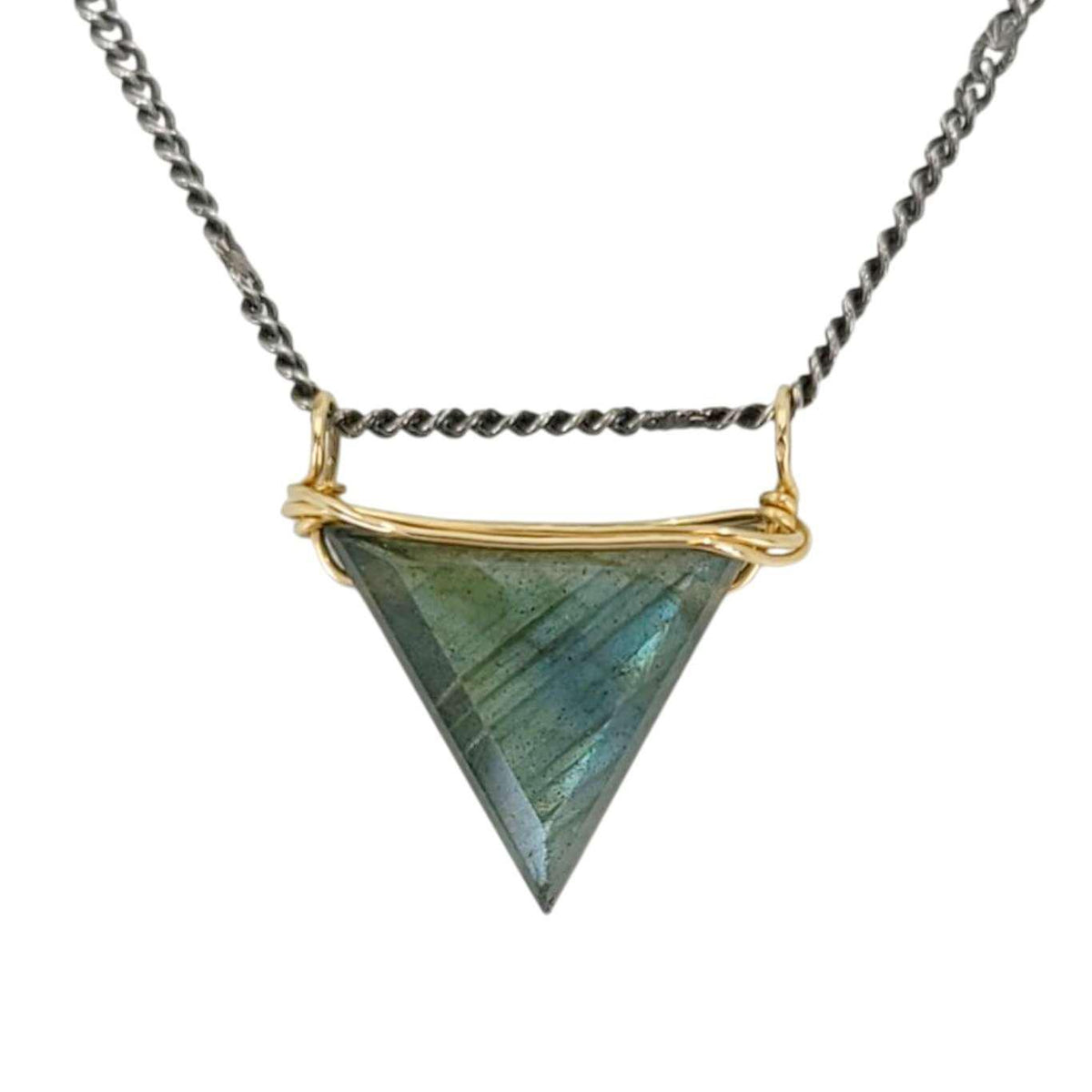 Necklace - Triangular Gem Slide Pendant (Labradorite) by Calliope Jewelry