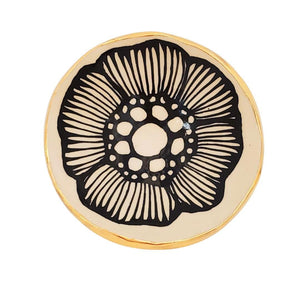 Trinket Dish - 4in Floral with 22k Gold Solid Lip (C) by Hsieh Clay SF