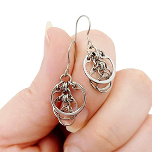 Earrings - Small Descending Circles (Stainless Steel and Titanium) by Wraptillion