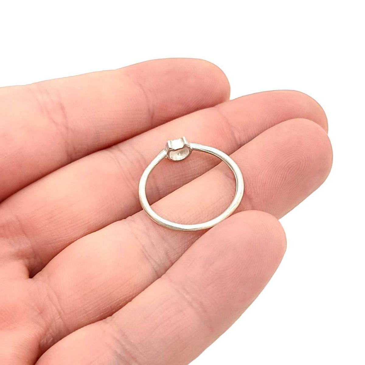 Ring - Diamond-Eyed Tiny Kitten Face in Sterling Silver by Michelle Chang