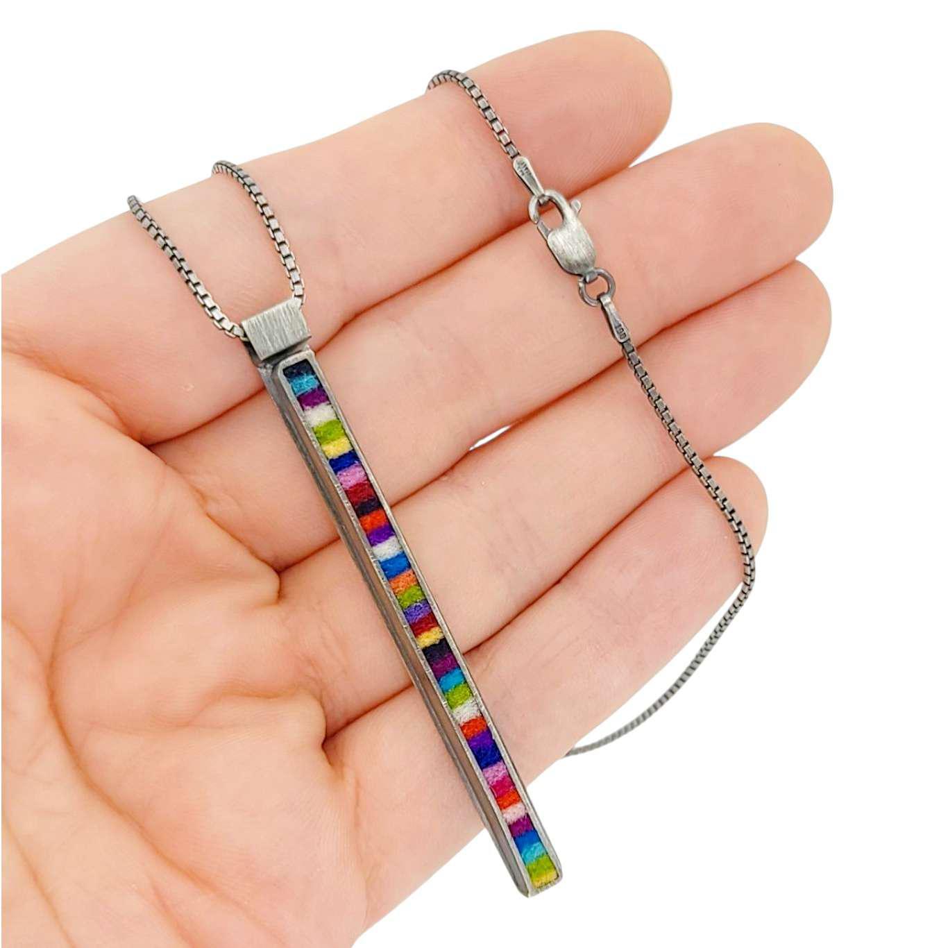 Necklace - Long Rectangle (Multicolor) by Michele A. Friedman