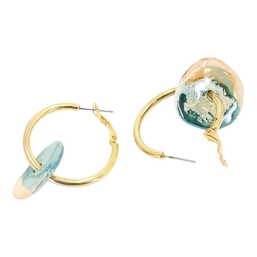 Earrings - Ceramic Ring Hoops (Ocean Sunrise) by Diana Kauffman