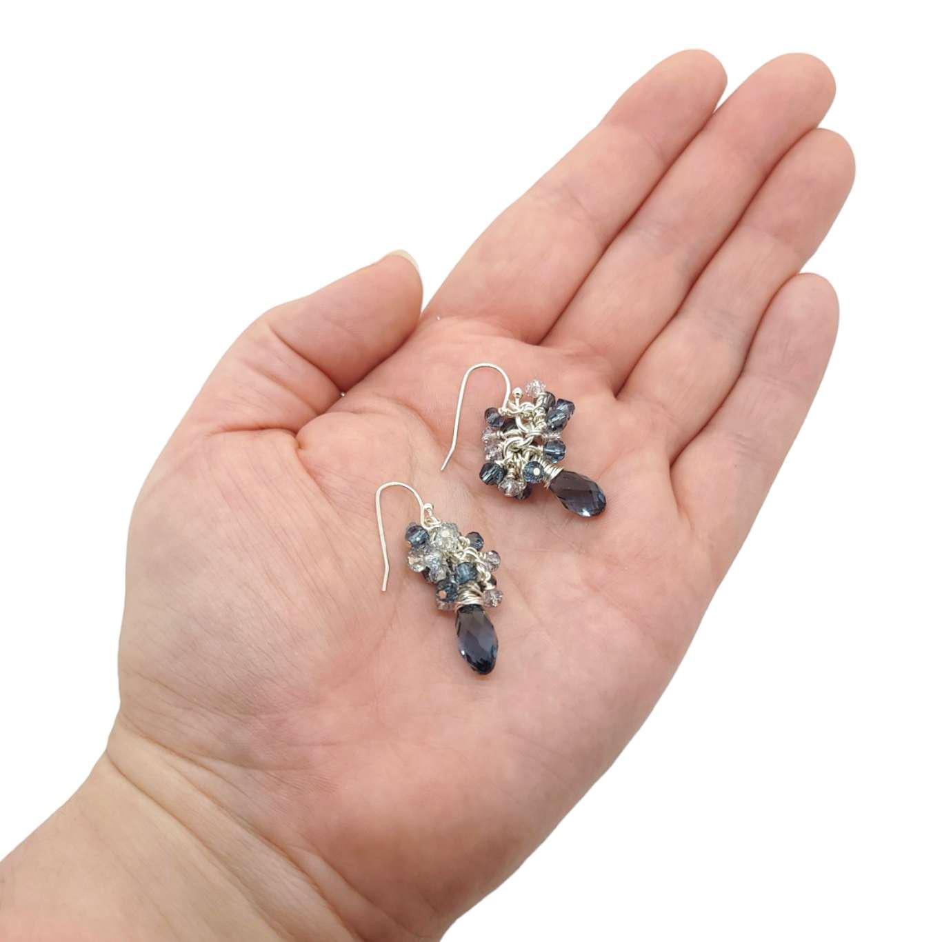 Earrings - Montana Blue Crystal Teardrop Clusters by Sugar Sidewalk