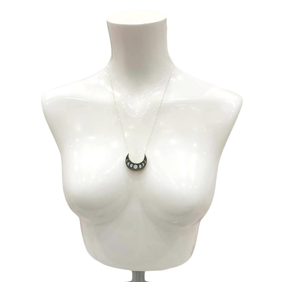 Necklace - Glitter Moons Crescent Painted by Fernworks