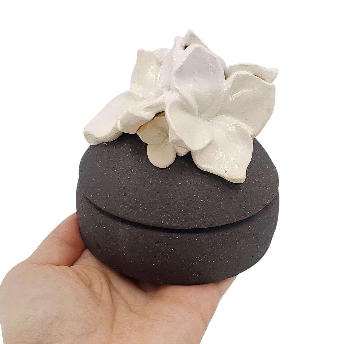 Box - Blossom Lidded Jar (Charcoal) by Erica Moore Pottery