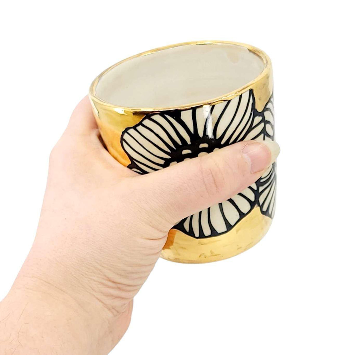 Vessel - Floral Tumbler or Vase with 22k Gold Solid Background (A) by Hsieh Clay SF