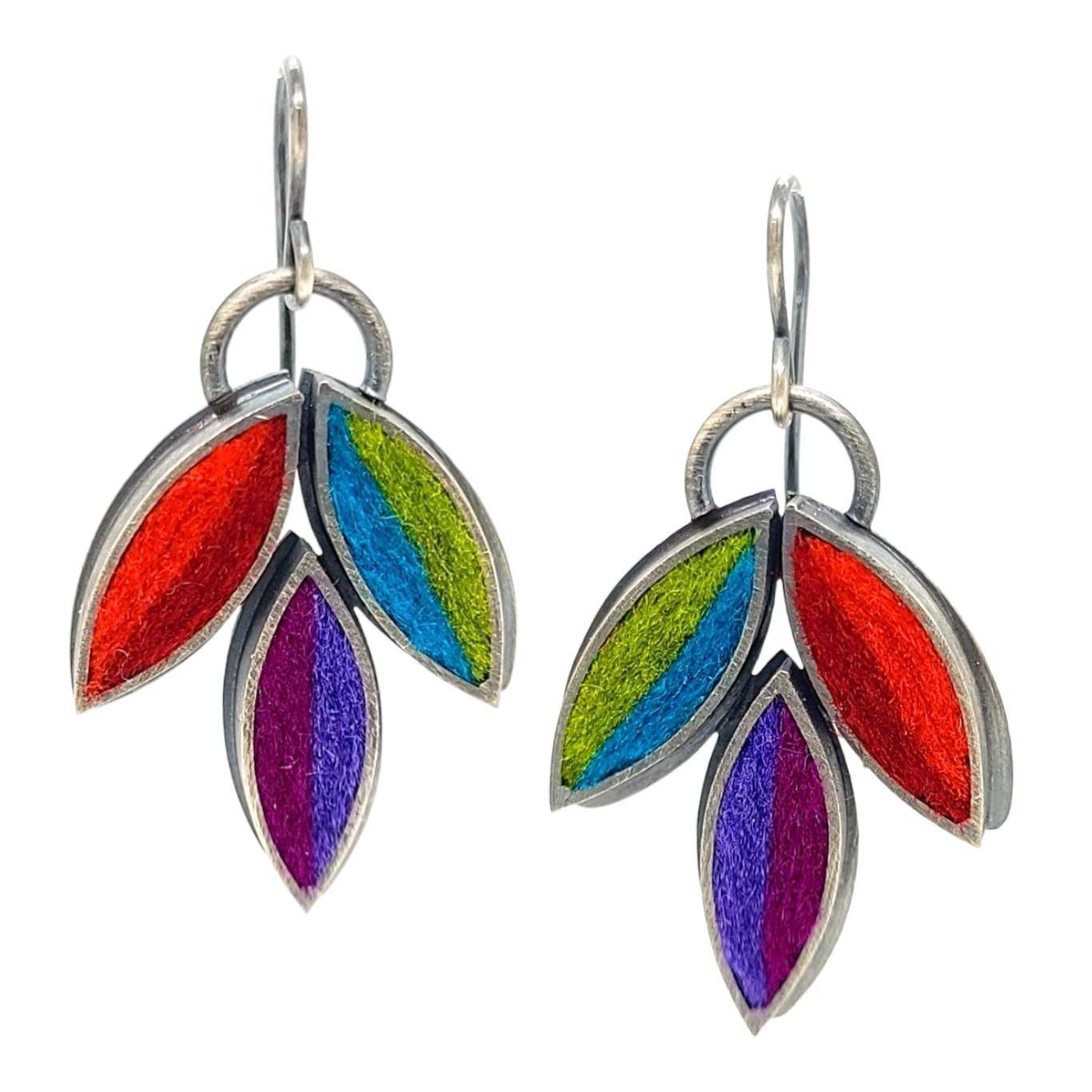 Earrings - Lotus Flower Drops in Multicolor by Michele A. Friedman