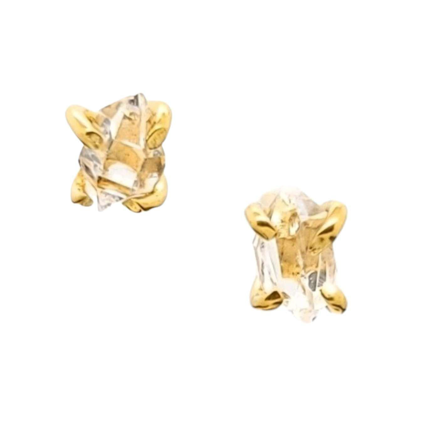 Earrings - Classic 5-6mm Herkimer Studs in Yellow Gold Vermeil by Stórica Studio