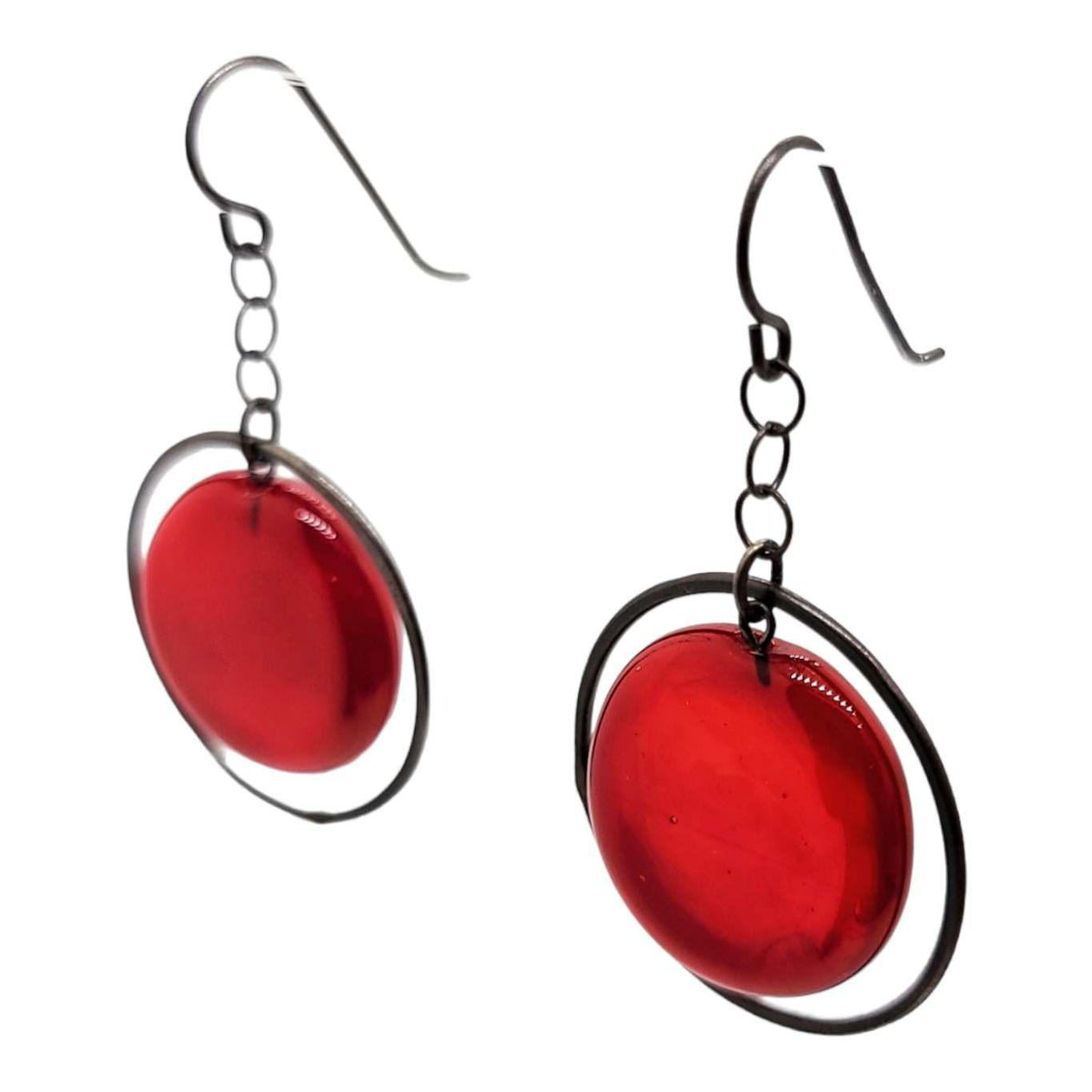 Earrings - Plato Elaine in Red by Krista Bermeo Studio