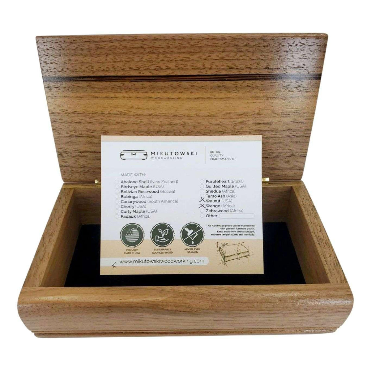 Jewelry Box - Small Treasure Box (Walnut, Wenge) by Mikutowski Woodworking
