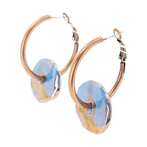 Earrings - Ceramic Ring Hoops (Blue Copper) by Diana Kauffman