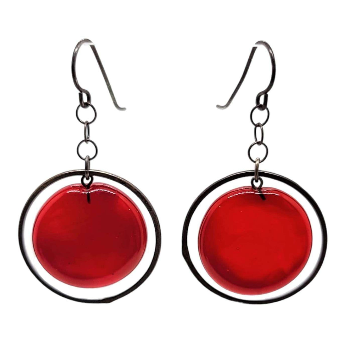 Earrings - Plato Elaine in Red by Krista Bermeo Studio