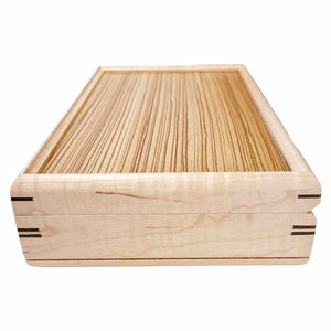 Jewelry Box - Extra Large Valet Box (Curly Maple, Zebrawood) by Mikutowski Woodworking