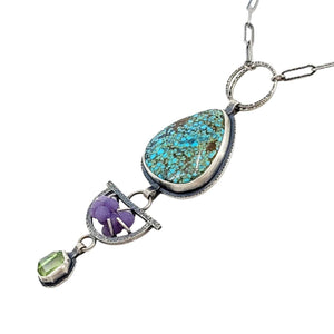 Necklace - Turquoise Botryoidal Chalcedony Peridot Statement OOAK by Allison Kallaway