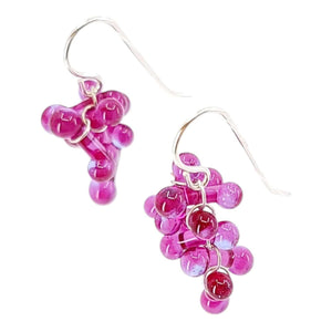 Earrings - Short Rosetti Glass Clusters in Hot Pink by Krista Bermeo Studio