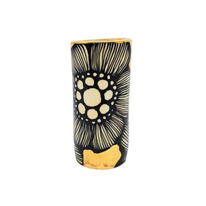 Vase - 4in Floral Cylinder with 22k Gold Solid Background (C) by Hsieh Clay SF