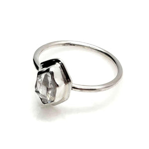 Ring - Size 9 (Custom Sizing Available) - Glacier Vertical Herkimer in Bright Sterling Silver by Stórica Studio