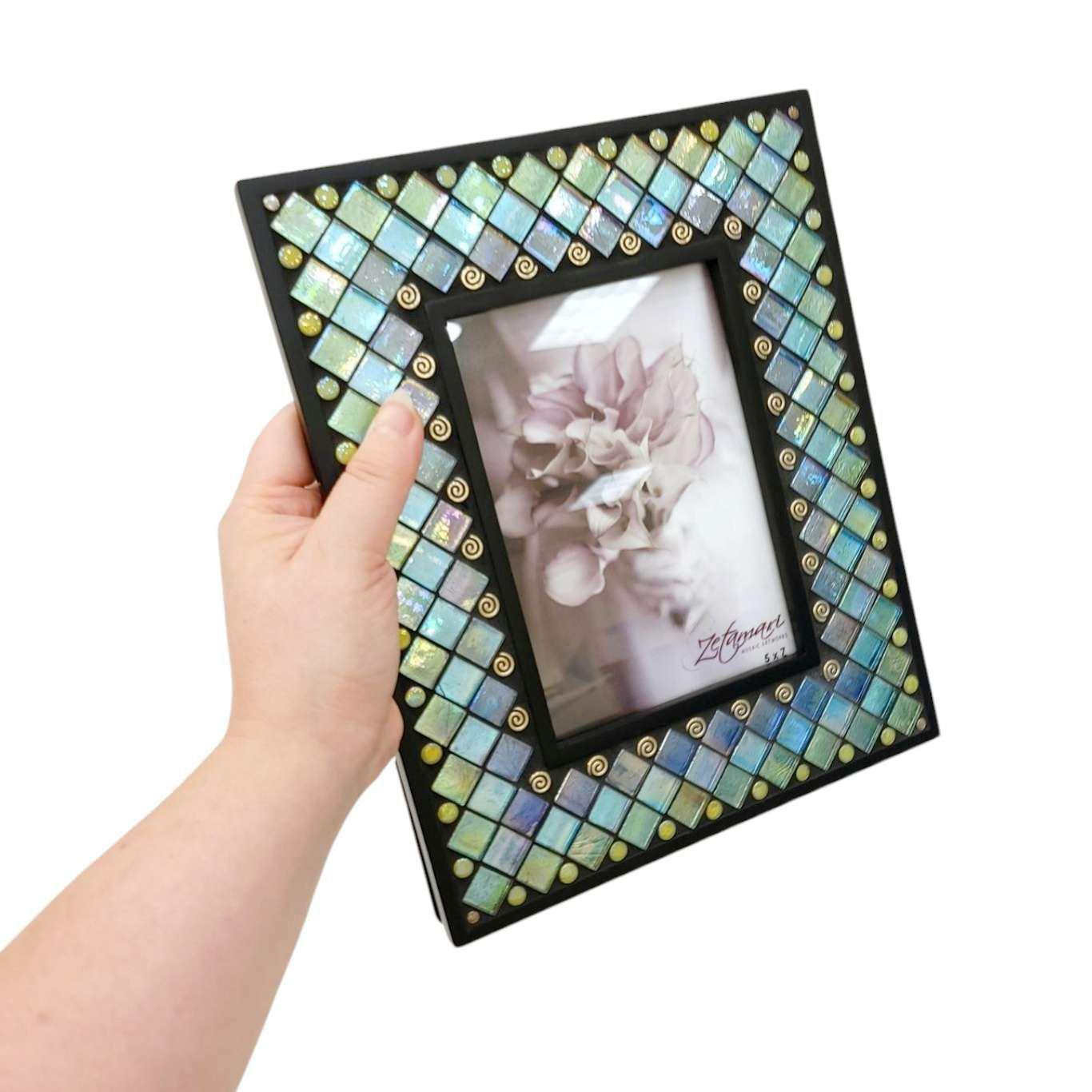 Mosaic Picture Frame - 5x7in (Ocean Lace) by Zetamari Mosaic Artworks