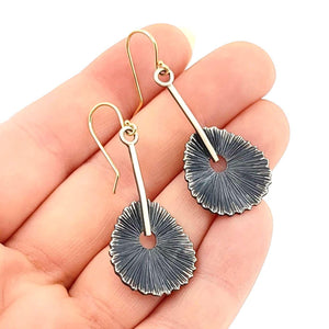 Earrings - Textured Scoop Drops in Sterling Silver and 14k Gold by Susan Mahlstedt