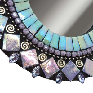 Mirror - 7in Round Mosaic in Turquoise Purple by Zetamari Mosaic Artworks