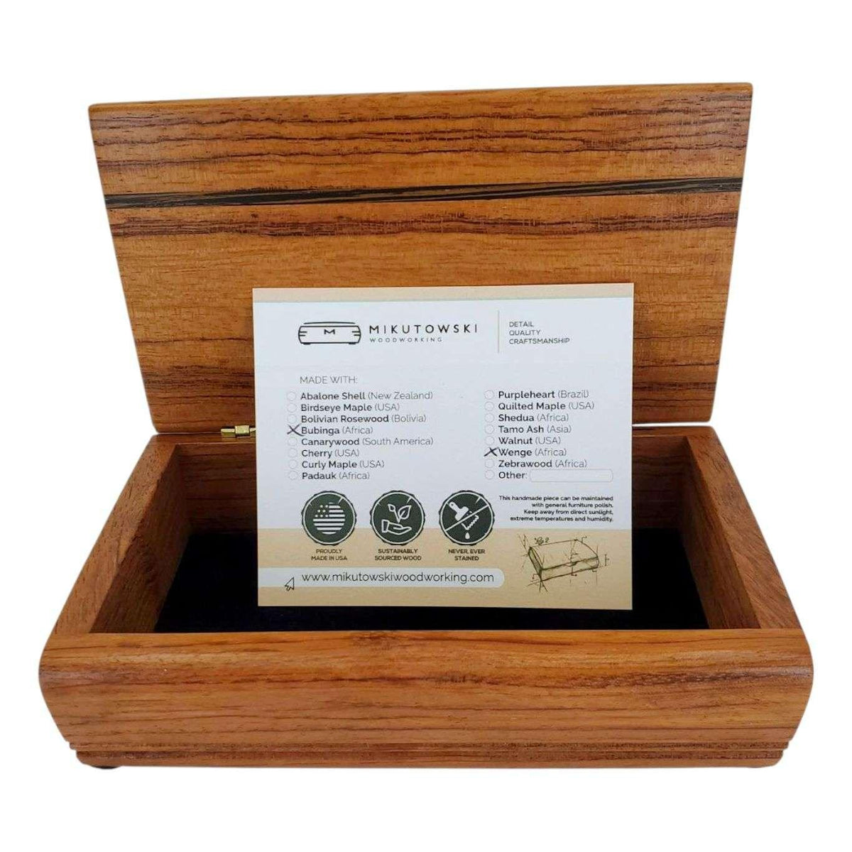 Jewelry Box - Small Treasure Box (Bubinga, Wenge) by Mikutowski Woodworking