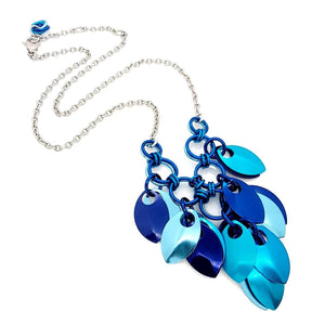 Necklace - Reversible V Feather Cascade (Chicago Blues) by Rebeca Mojica
