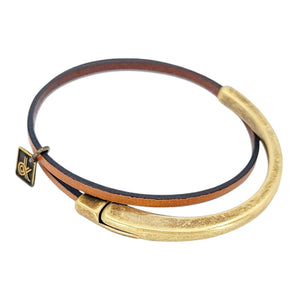 Bracelet - 7in - Skinny Breakaway in Whiskey Leather with Silver or Brass by Diana Kauffman Designs