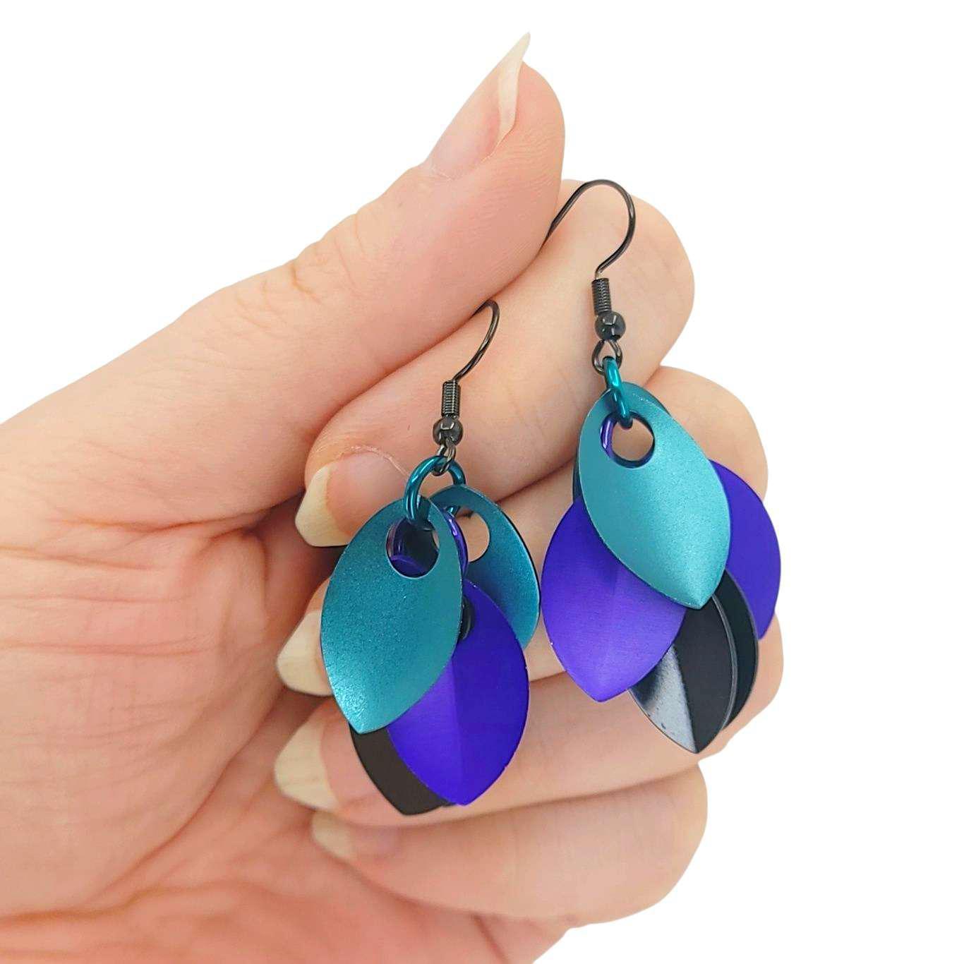 Earrings - Short Leafy Cascade (Dark Mermaid) by Rebeca Mojica
