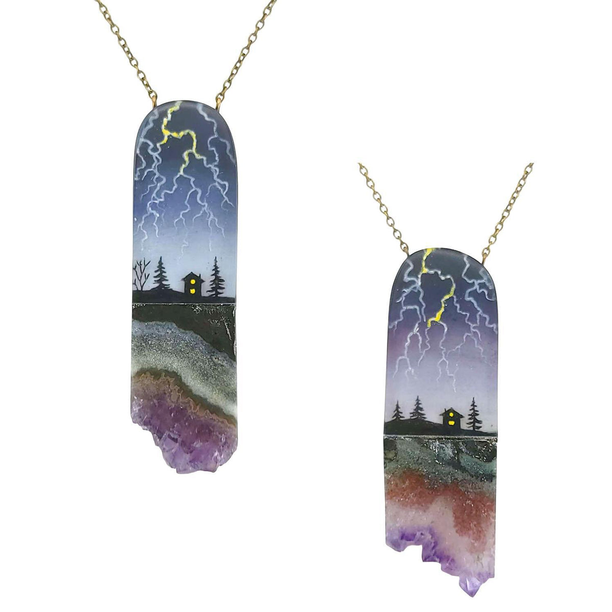 Necklace - Lightning Crystal (Amethyst) by Fernworks