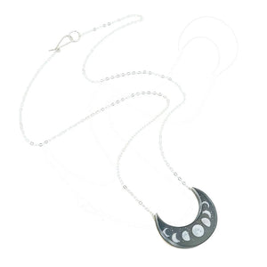 Necklace - Glitter Moons Crescent Painted by Fernworks