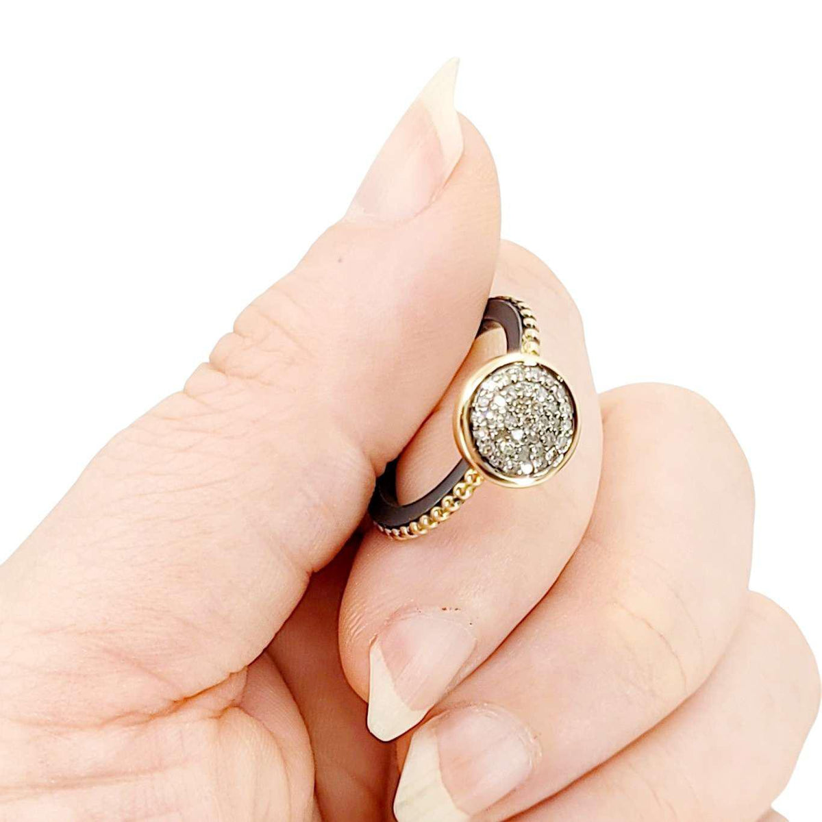 Ring - Size 7 - 10mm Pave Diamond Beaded Band (14k Gold, Sterling Silver, Diamond) by 314 Studio