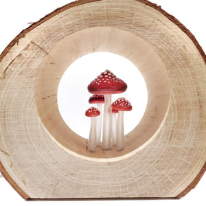 Lamp - Small Birch Circle (Red Mushrooms) by Sage Studios