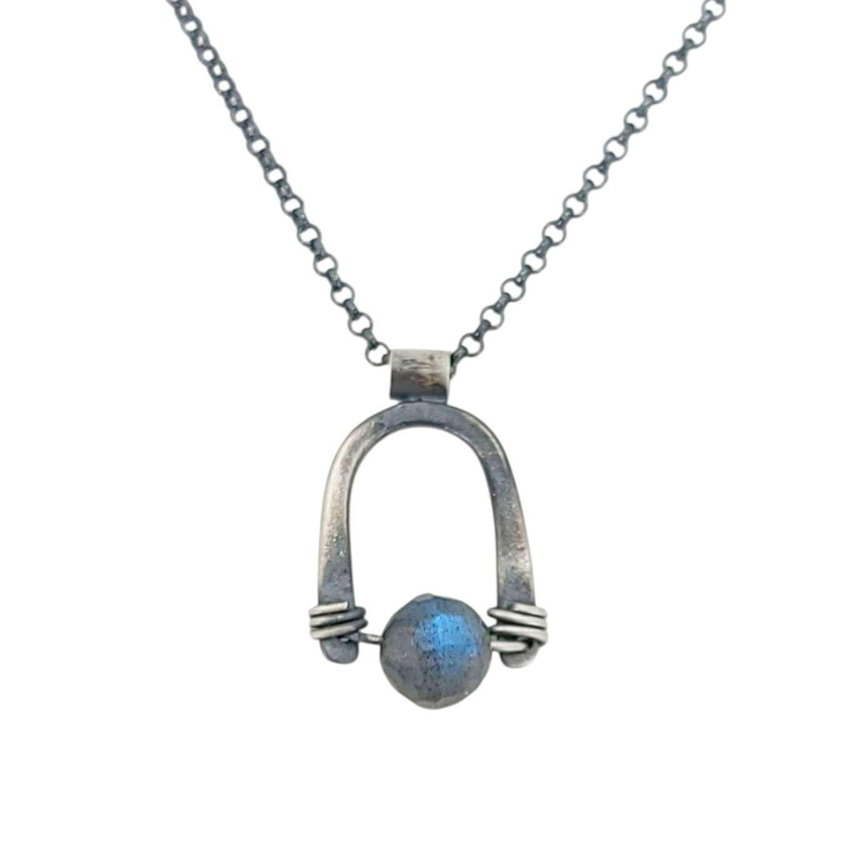 Necklace - Arc Pendant (Labradorite) by Three Flames Silverworks