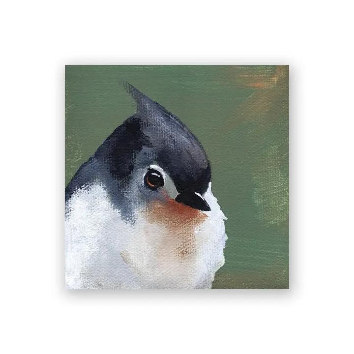 Wall Art - Tufted Titmouse on 4in x 4in Wood Panel by The Mincing Mockingbird