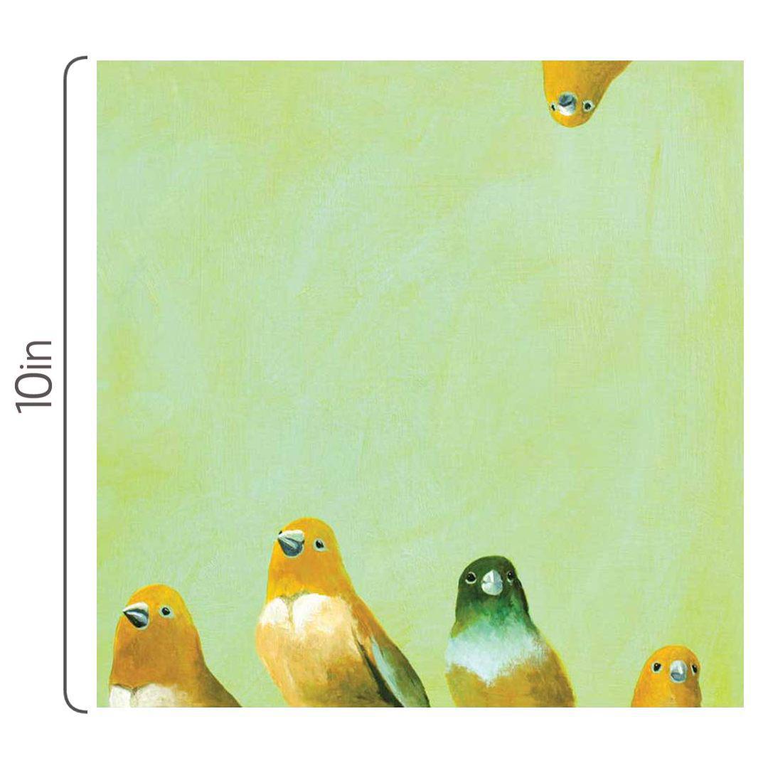 Wall Art - Finch Family on 10in x 10in Wood Panel by The Mincing Mockingbird