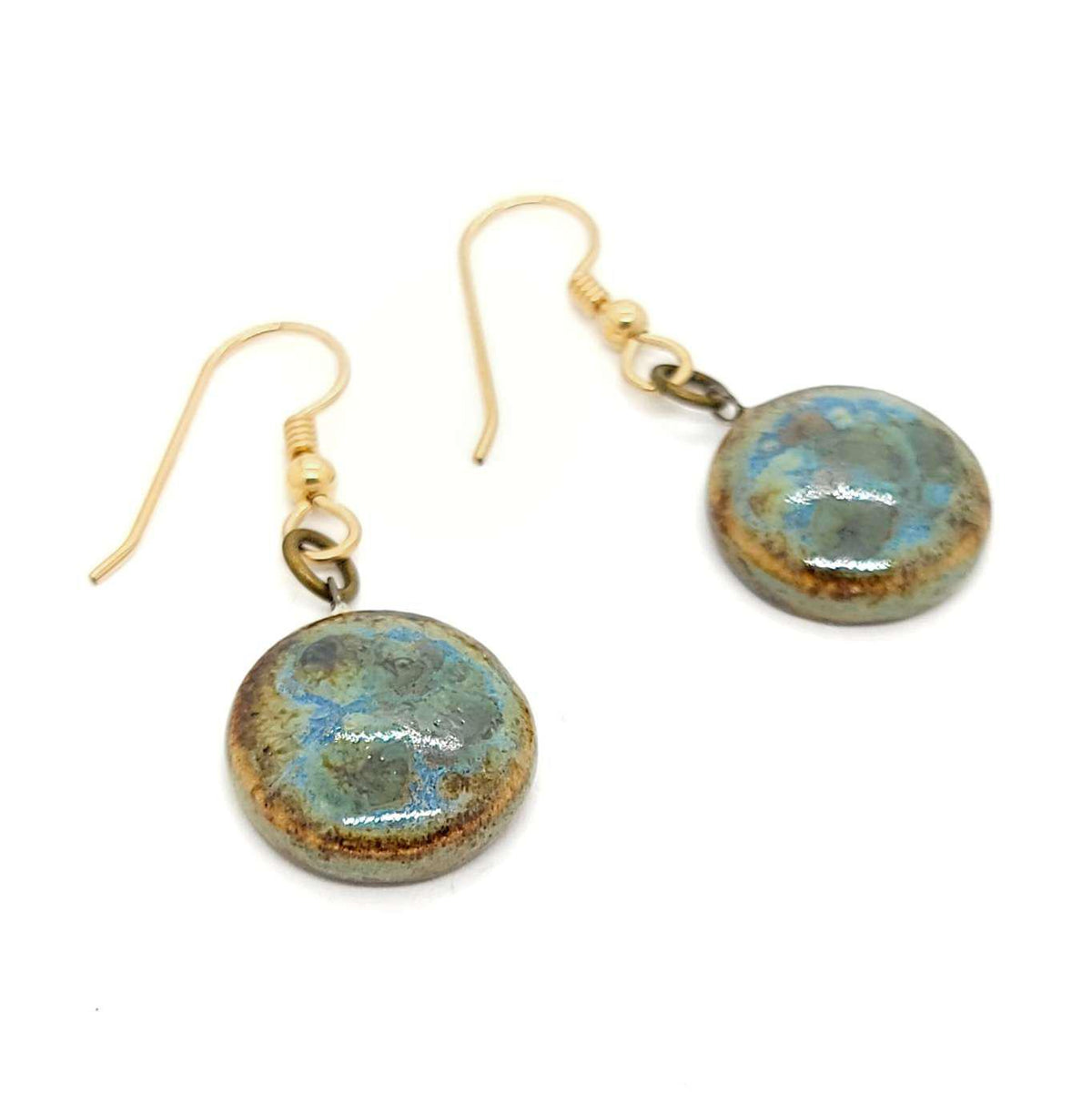 Earrings - Small Circle Drops in Earth by Dandy Jewelry
