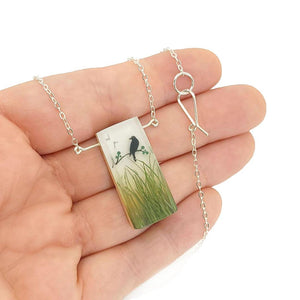 Necklace - Maybe Bird with Grass Blades by Fernworks