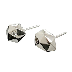Earrings - Tiny Fragment Studs in Sterling Silver and Diamond by Corey Egan