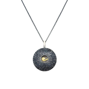 Necklace - OOAK Diamond Swirl Pendant in Sterling Silver and 18k Gold by Susan Mahlstedt