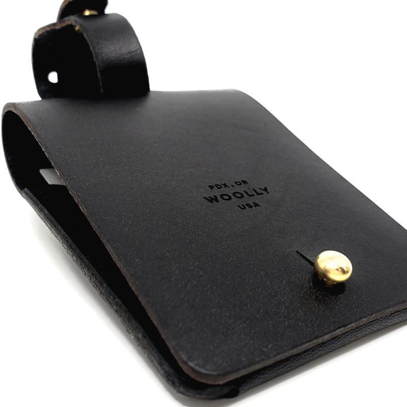 Travel – Luggage Tag in Smooth Black Leather by Woolly Made