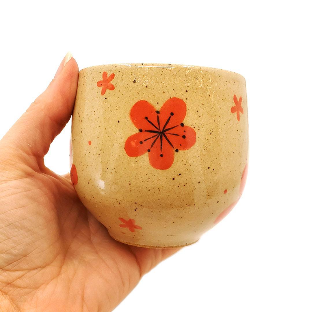 Cup - Decorated Teacup (Red Floral) by Jennifer Fujimoto