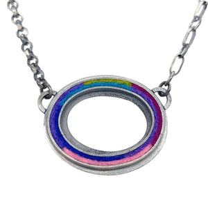 Necklace - Large Oval Donut in Cool by Michele A. Friedman