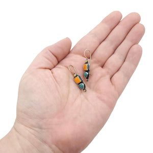 Earrings - Talking Stone in 14k Gold and Sterling with Spiny Oyster and Gem Silica by Allison Kallaway