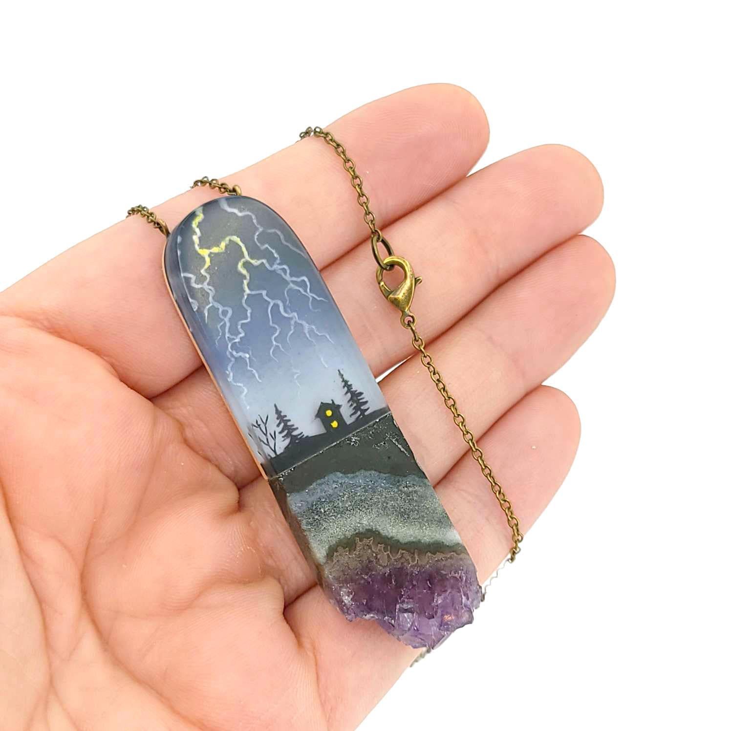 Necklace - Lightning Crystal (Amethyst) by Fernworks
