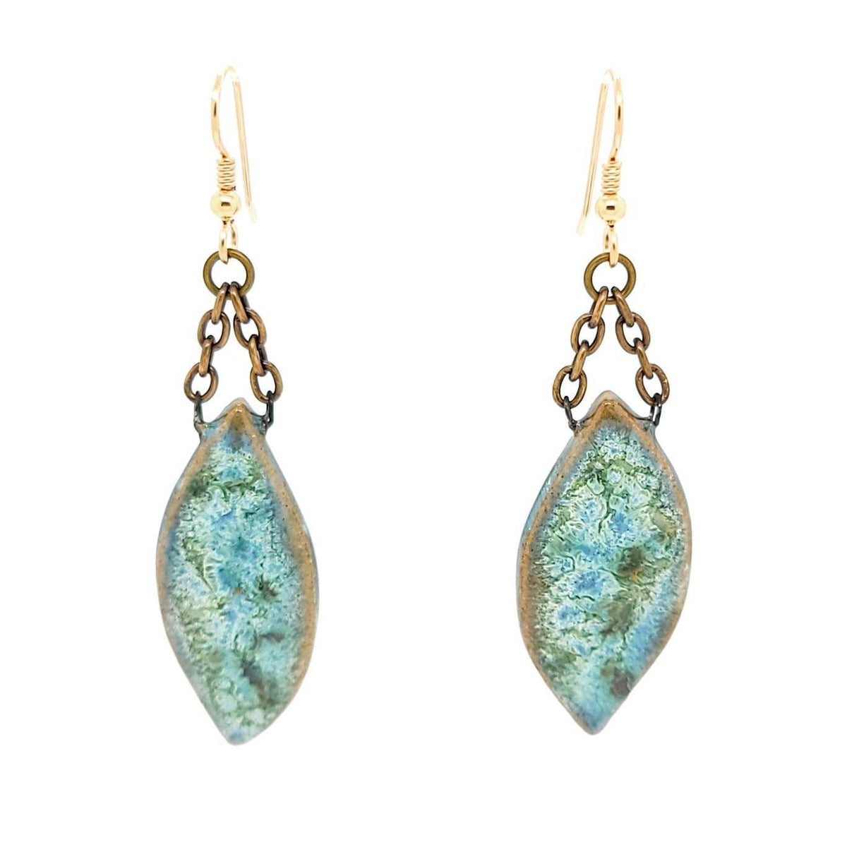 Earrings - Large Leaf Drops in Mystic by Dandy Jewelry
